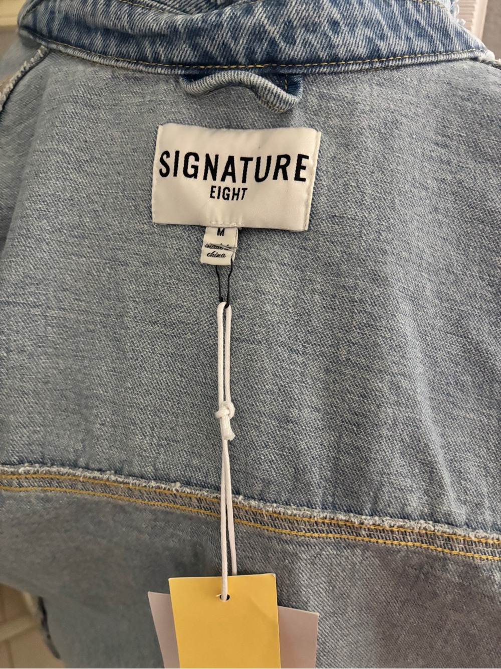 Signature 8 Multi-Color 3D Floral Appliqué Cropped Denim Jacket - Picture 11 of 11